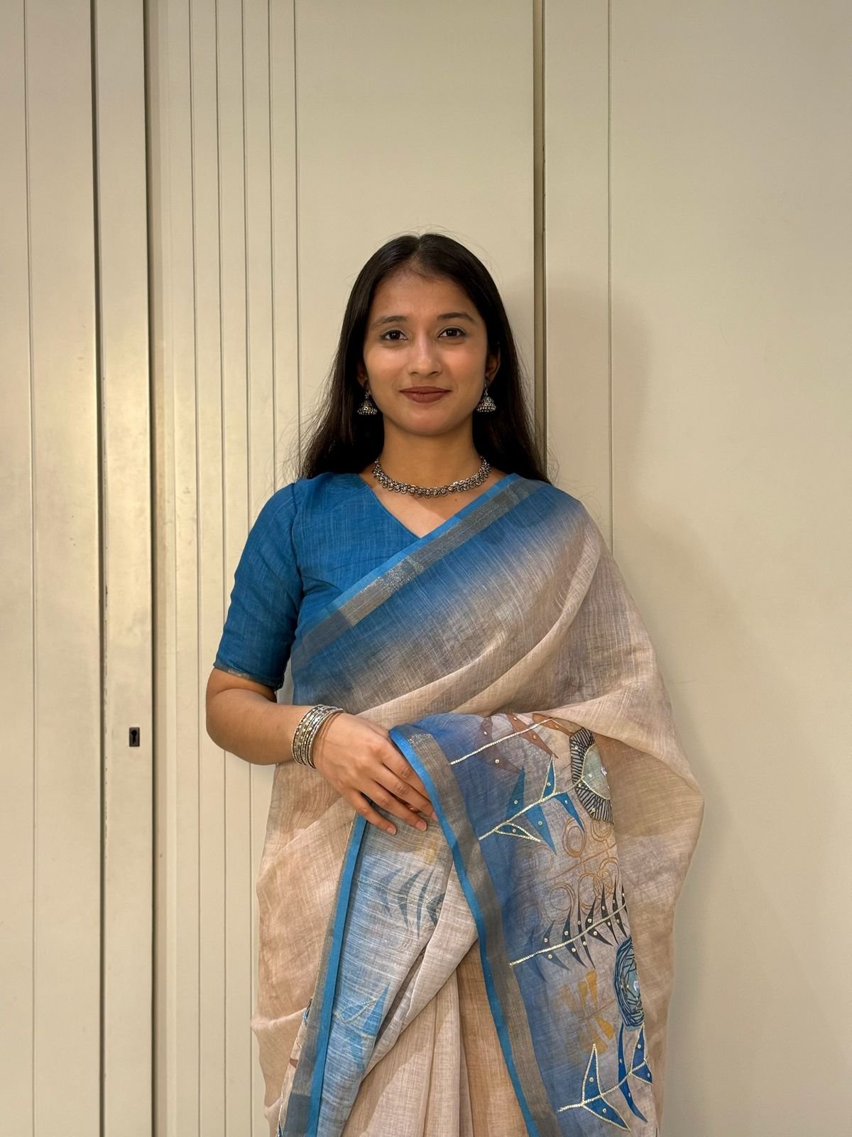 Linen Saree with Hand Work